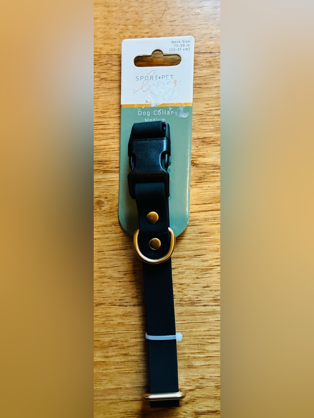 Black Dog Collar with Gold Hardware - Medium